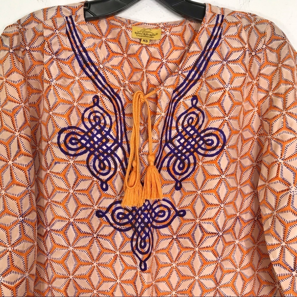 Roberta Roller Rabbit Orange Silk Tunic SIZE XSMALL - Picture 4 of 15